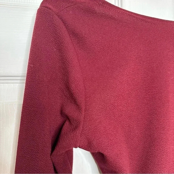 Shein EZwear Bell Sleeve Self-Tie Crop Top Burgundy  Size Medium - Picture 13 of 16